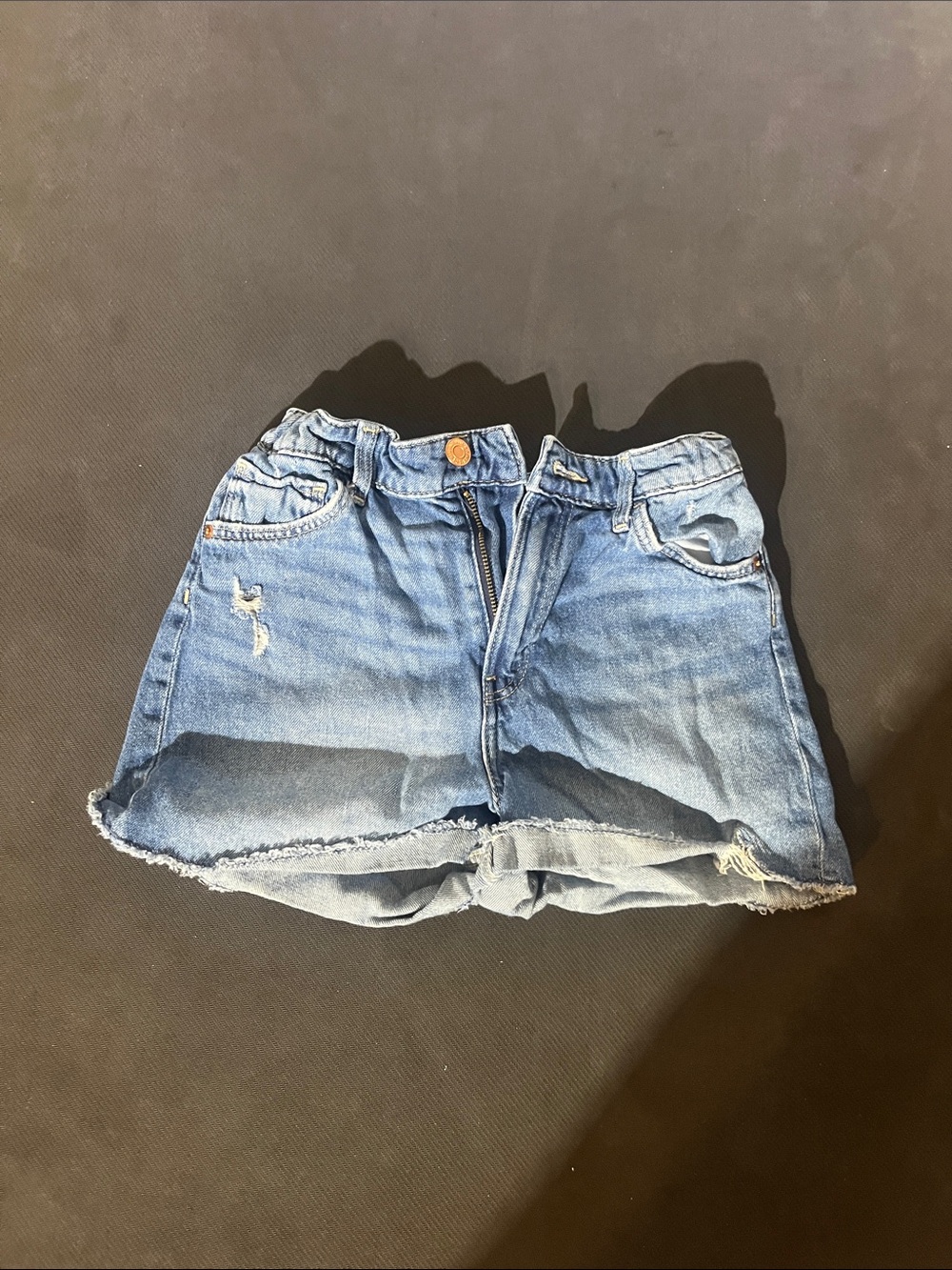 H&M Blue Denim Mini Skirt with Frayed Hem